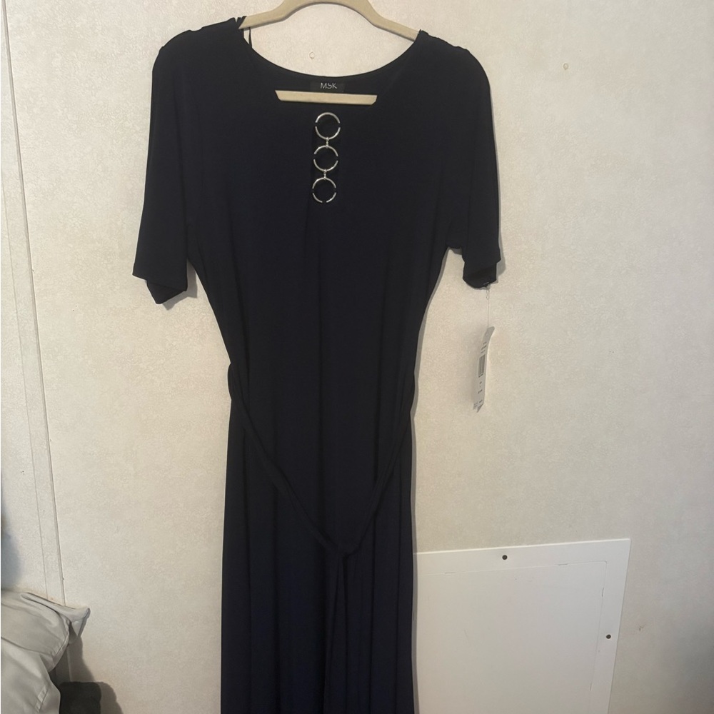 MSK Black Long Sleeve Dress with Ring Accents